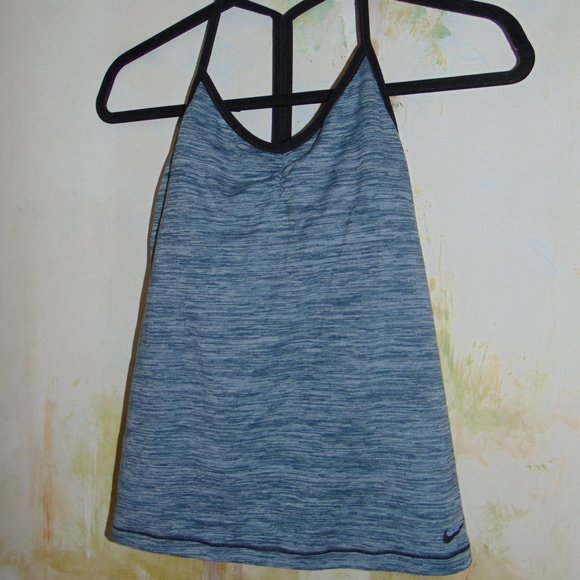 Nike Dri Fit Blue w/ Black Athletic Strappy Sports Bra Tank Top Shirt Womens M - Picture 5 of 5
